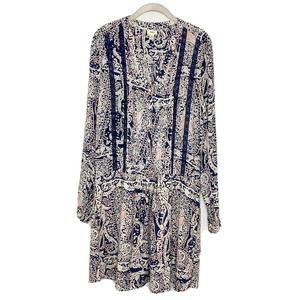 Tiny Women's Caviana Paisley Printed Button Down Shirt Long Sleeve Dress Sz M